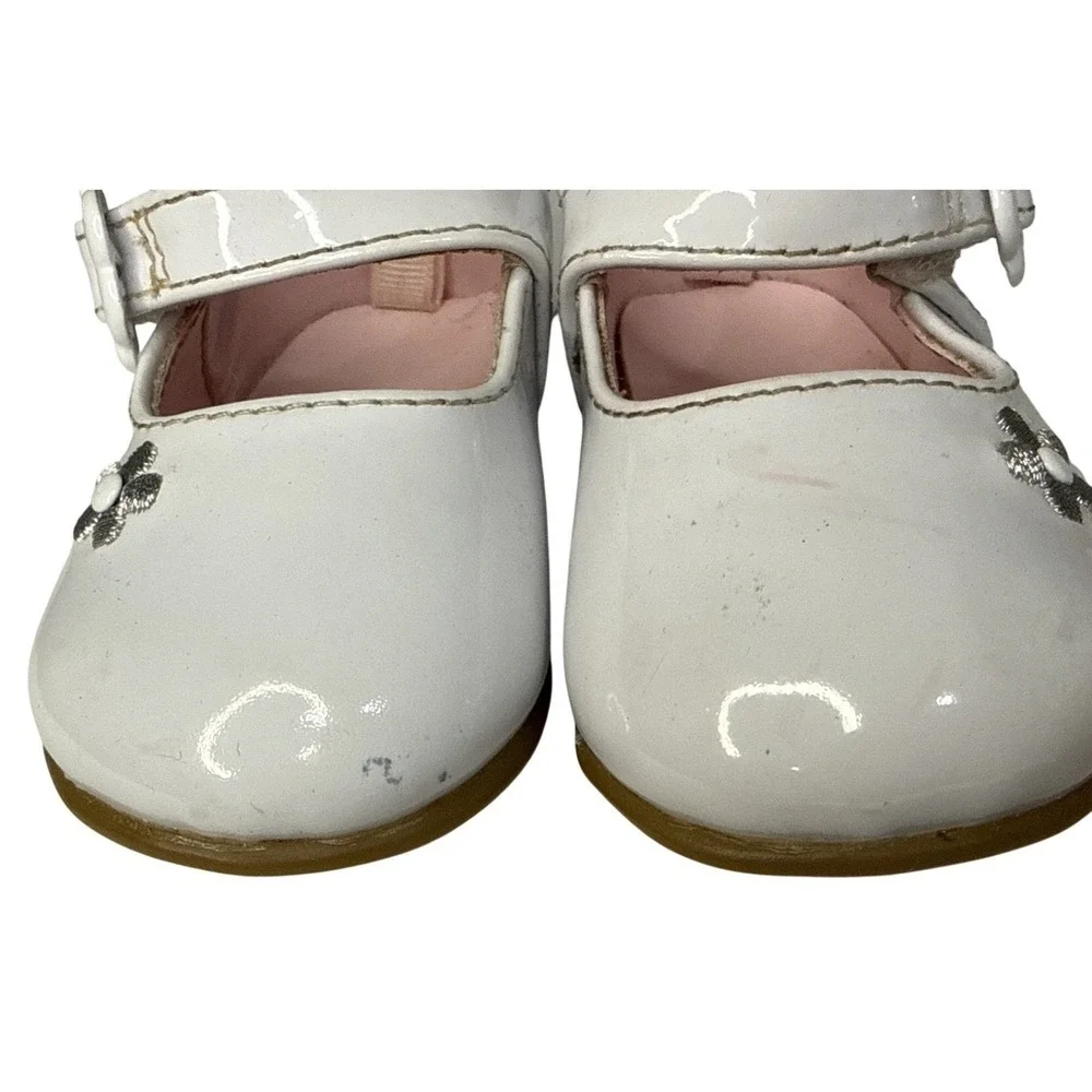 Mary Jane‎ Style White Dress Shoes With Flower Baby Girls Size 2